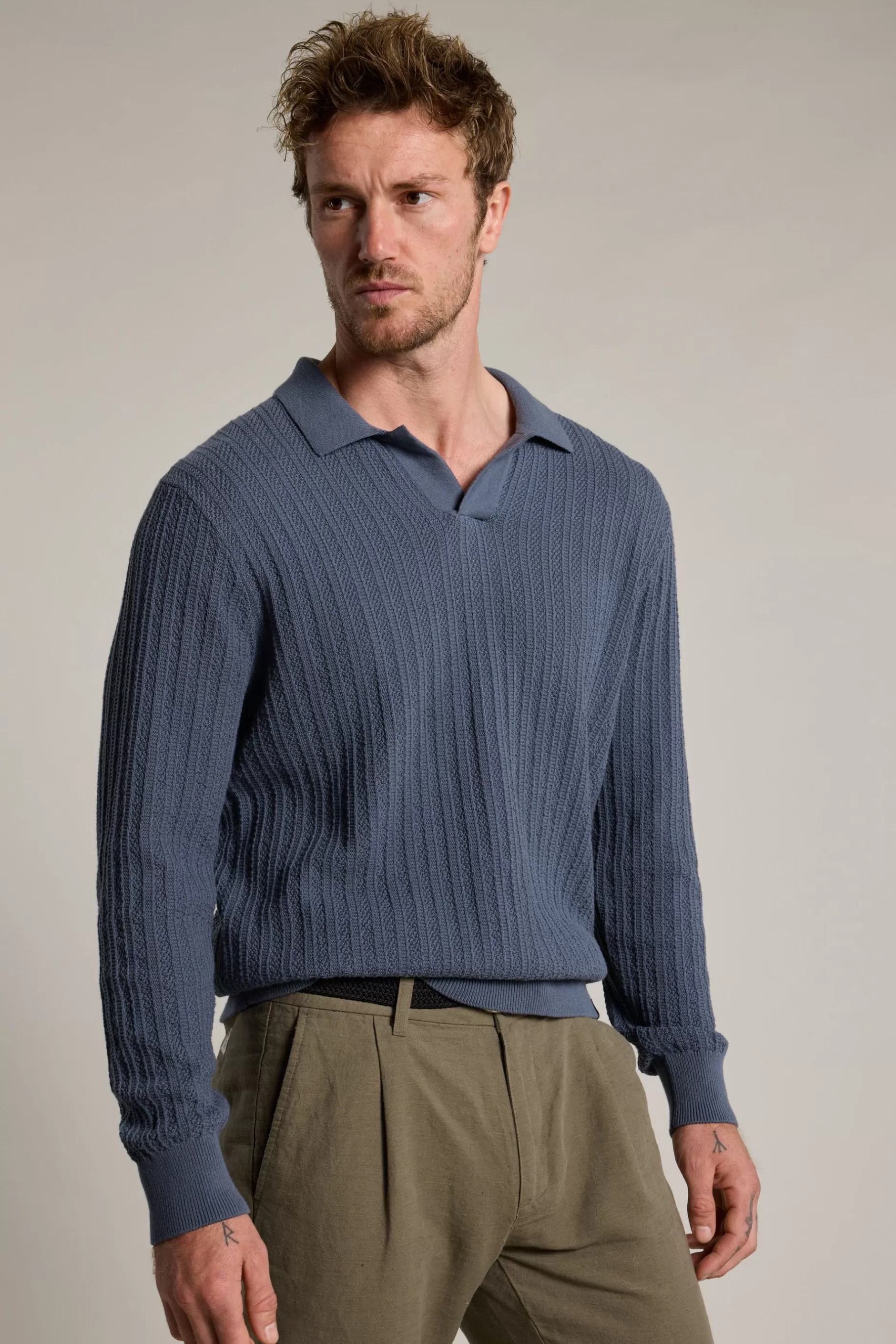 Cedar Cotton LS Polo^Barkers Clearance