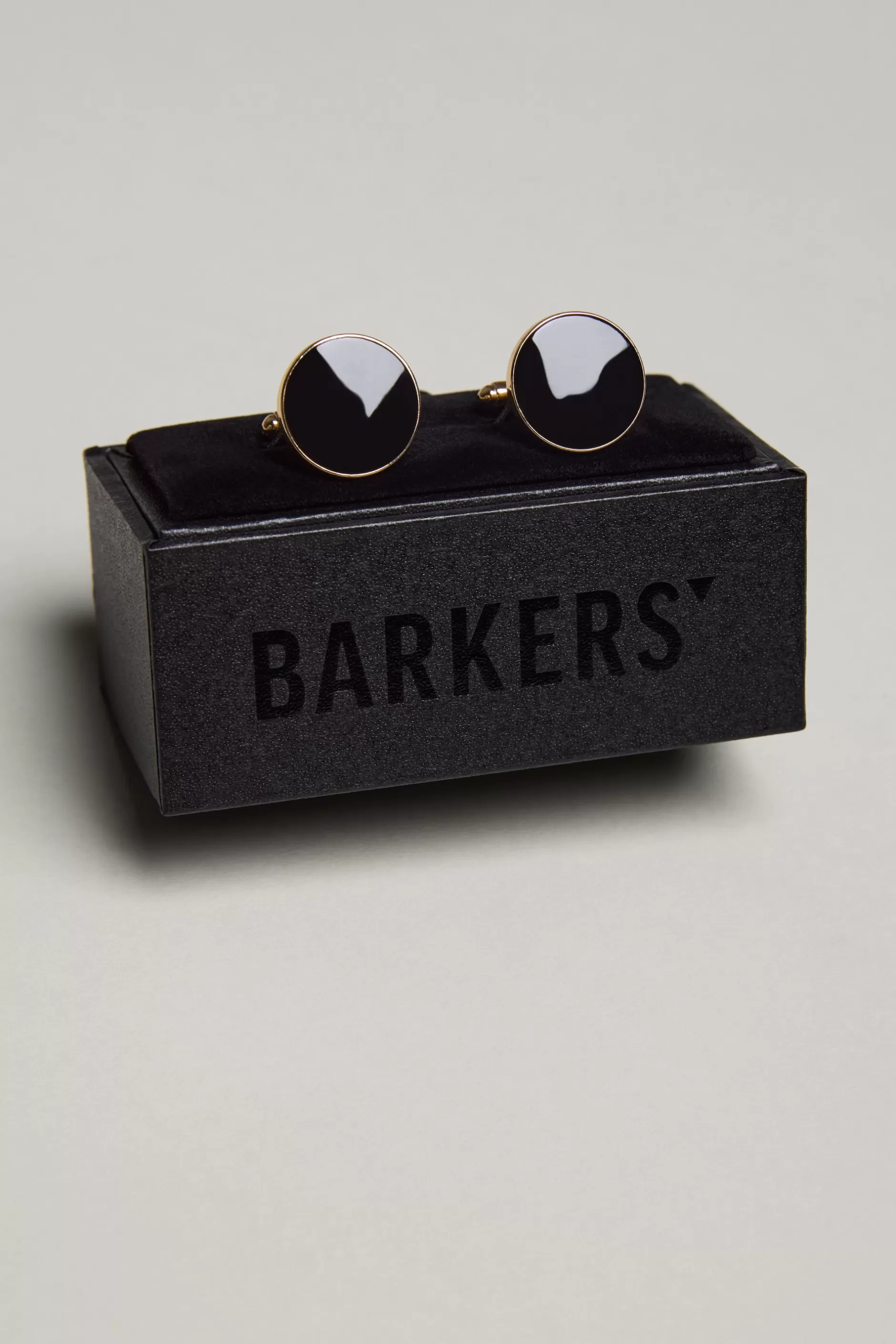 Gold And Black Round Cufflink^Barkers Store