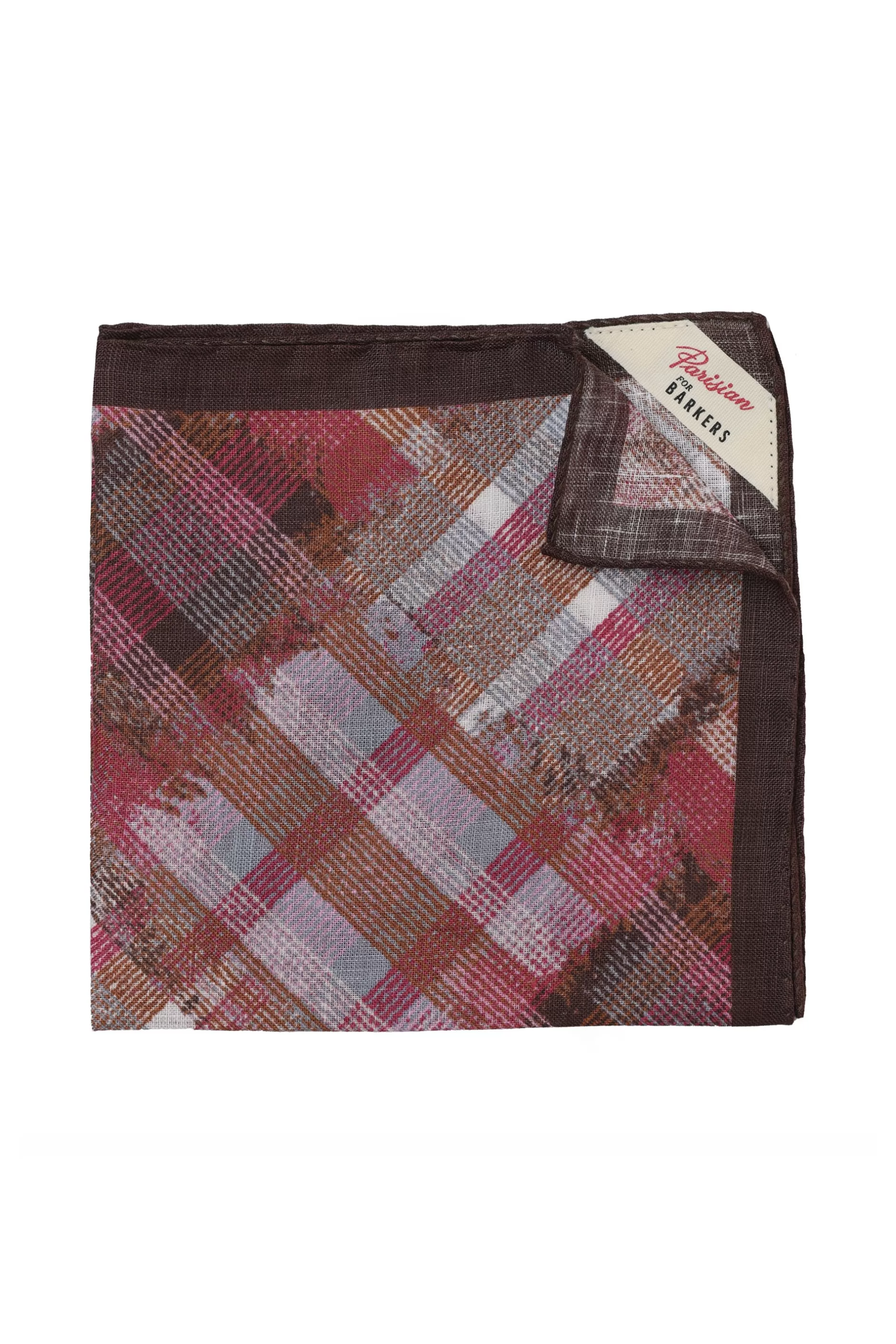 Parisian Check Linen Pocket Square^Barkers New