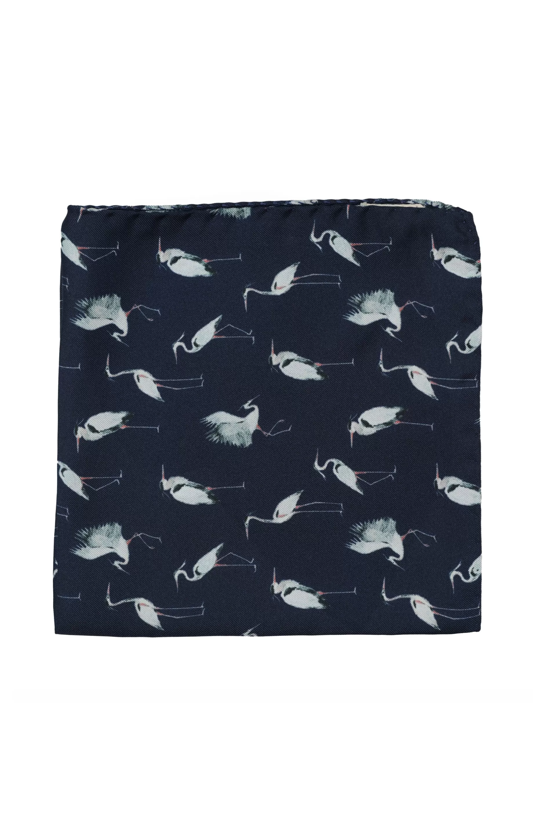 Parisian Crane Silk Pocket Square^Barkers Fashion